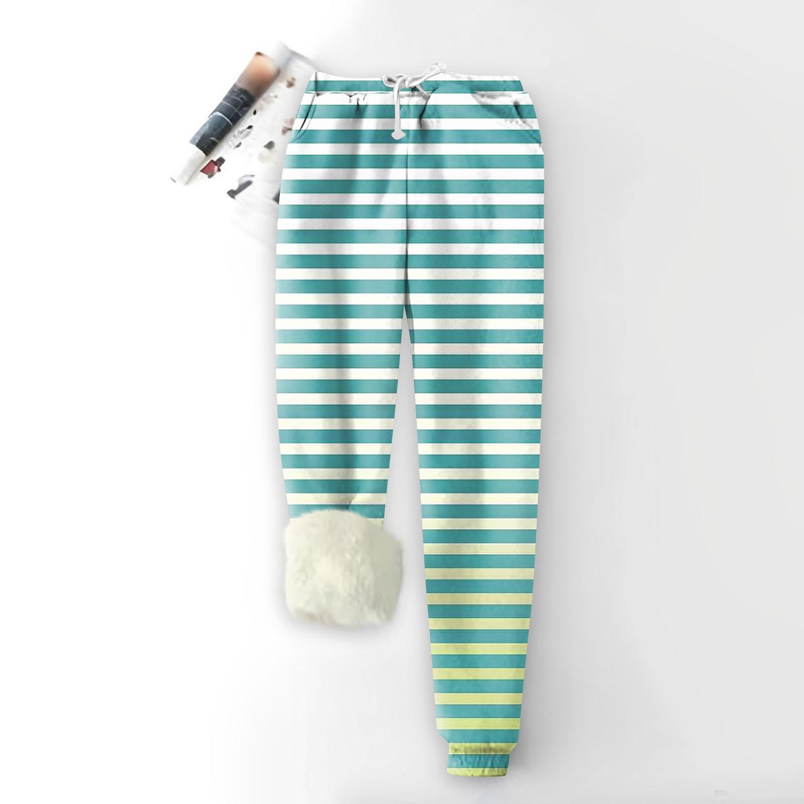 Женские модные спортивные свободные утолщенные теплые брюки из плотного флиса с принтом — фото 8