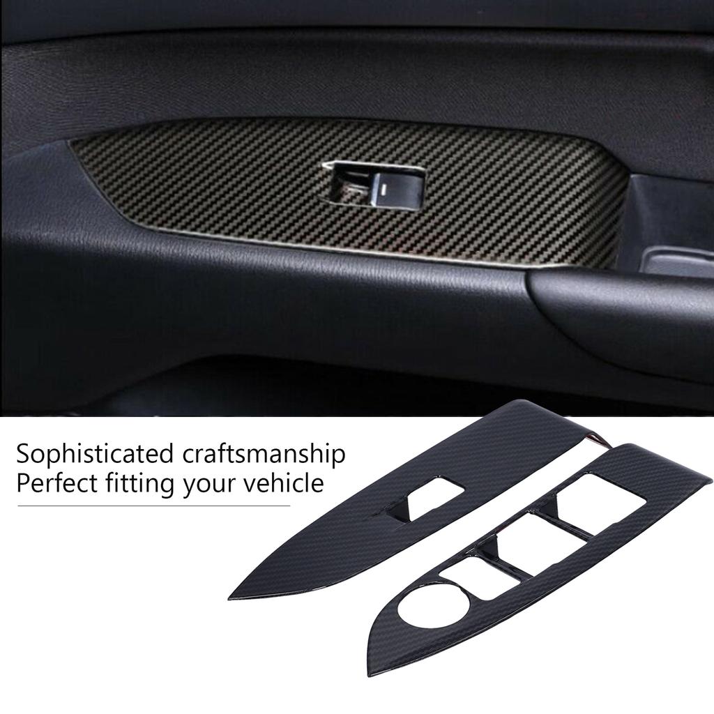 4PCS Window Switch Panel Cover Carbon Fiber Replacement for Mazda CX‑3 CX3 2016‑2021