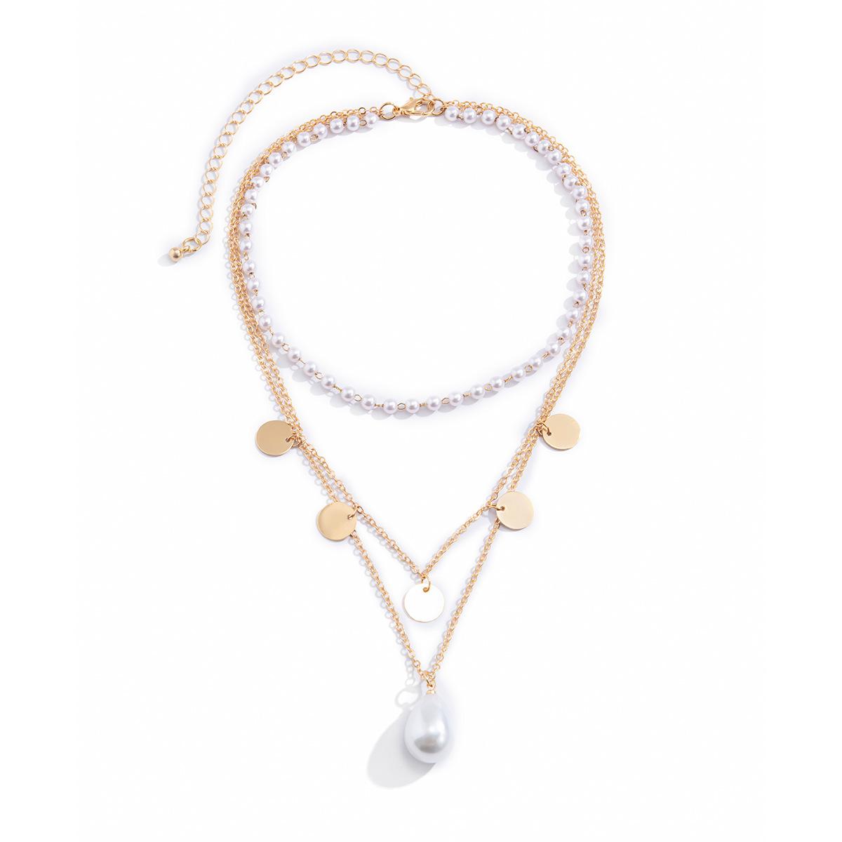 

Аксессуары, темпераментное многослойное ожерелье с геометрической кисточкой из искусственного жемчуга, универсальное простое ожерелье с подвеской в виде капли воды