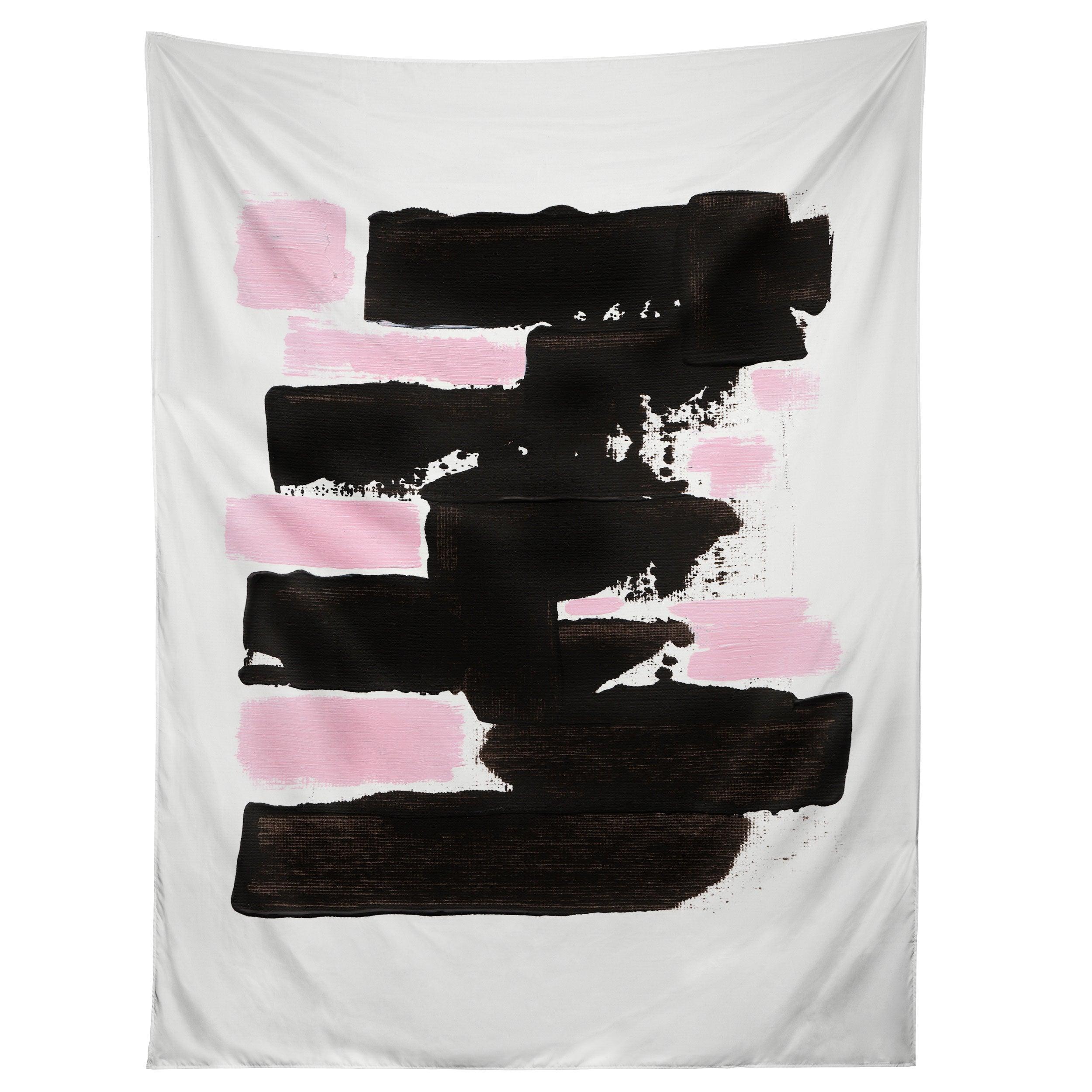 MINIMAL BLACK AND PINK II tapestry 75x100