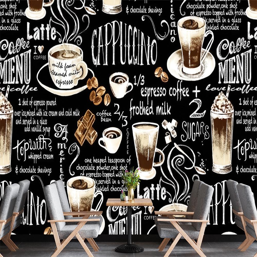 

Hand Painted Coffee Wallpaper Industrial Decoration Mural Restaurant Cafe Cake Shop Coffee Wall Murals 200 cm(W) x 140 cm(H)