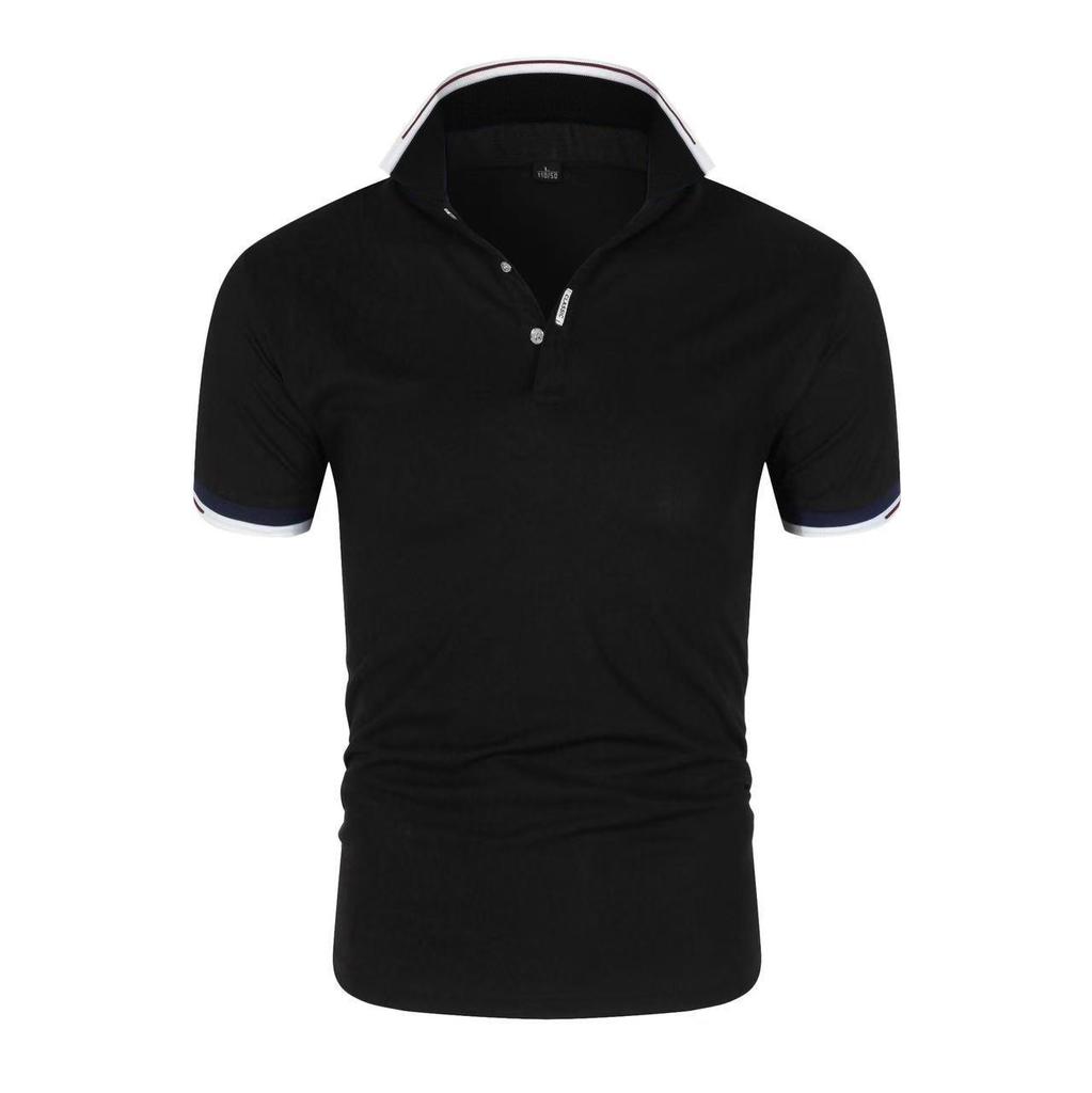 Men's Casual Plain Color Lapel T-Shirt - Short Sleeve Summer Style