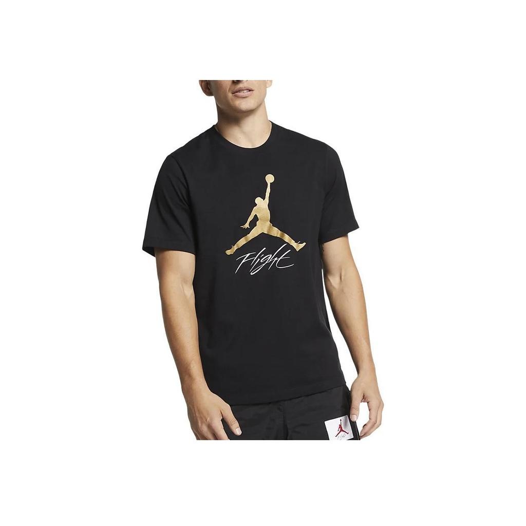 Jordan Jumpman Flight Logo Design Comfortable Simple Soft Short Sleeve T-Shirt Men Tops Black AO0665-011