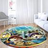 Cute Chip 'n' Dale print round floor mat, home rug decoration, cartoon welcome doormat, non-slip and stain-resistant.