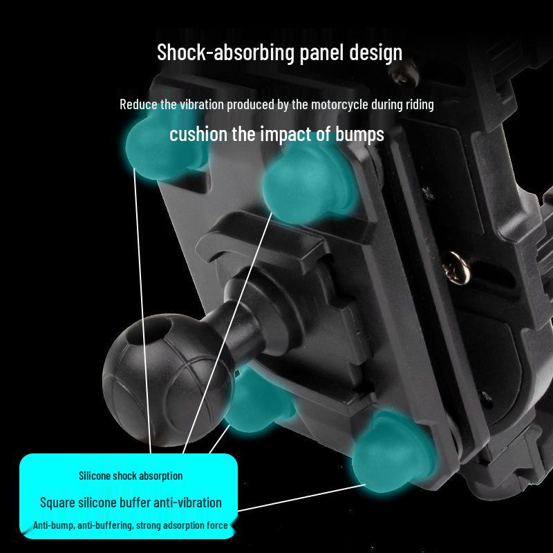 Motorcycle Phone Navigation Silicone Shock Absorption Holder with U- and Y-shaped Brackets