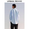 UR Men's Striped Sticker Print Casual Shirt
