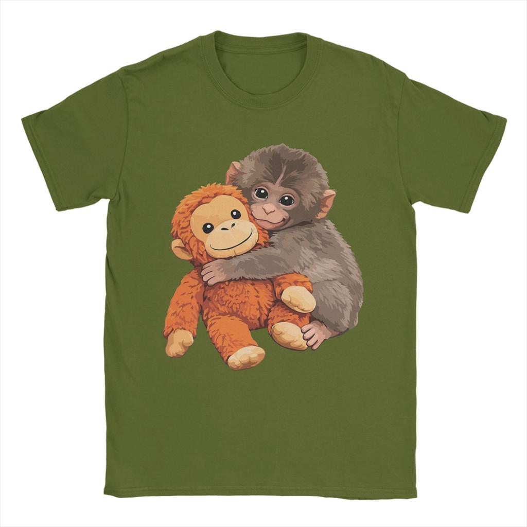 Funny Cute Punch Baby Monkey TShirt for Unisex Round Collar Cotton T Shirt Short Sleeve Tee Shirt Graphic Tops