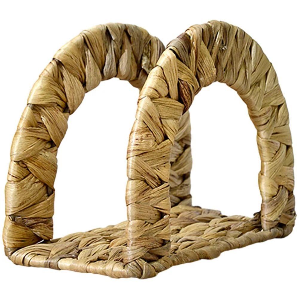 Decorative Straw Tissue Dispenser Handmade Desktop Napkin Organizer Woven Napkin Holder  Family