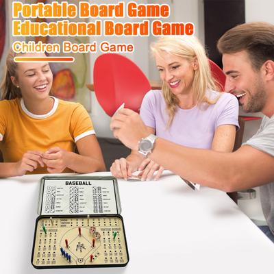 1 Set Travel Board Game Baseball Football Wooden Board Toy 2 Players Kids Adults