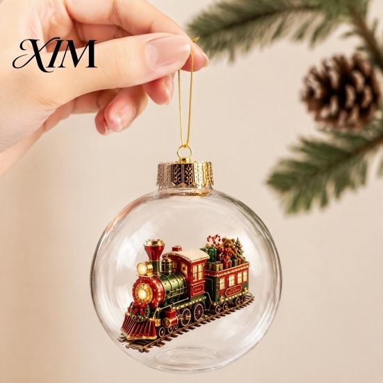 Christmas Gifts for Family Story Ornament, Acrylic Hanging Angel Santa Claus Holiday Home Decorations Candy House Designs, Ball Shape Festive