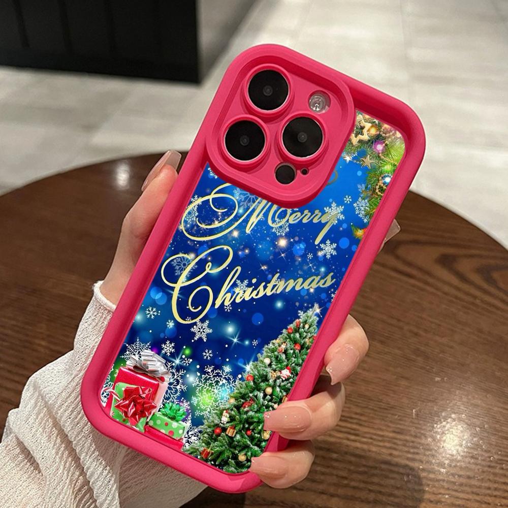 Ae109 Happy New Year Merry Christmas art Phone Cases for iPhone 16 14 13 11 Pro Max 15 7 8 6s Plus 12 mini XR XS Max Angel Eye Ladder Protective Cover