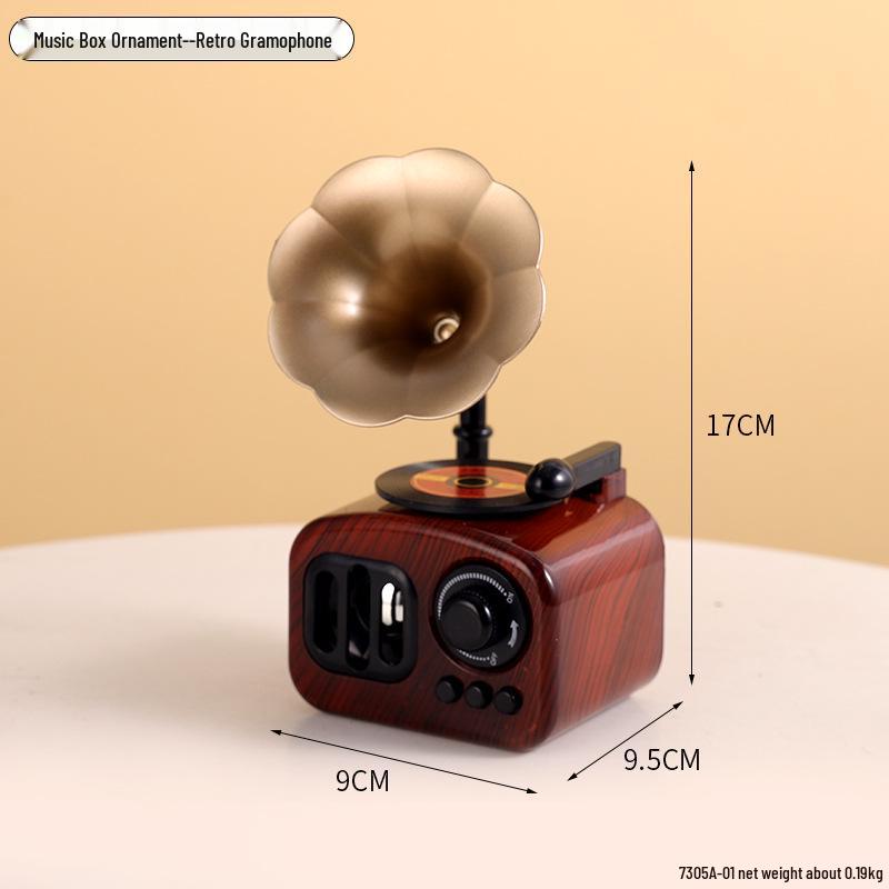 Vintage Gramofon Müzik Kutusu: Ev veya Ofis İçin Dekoratif Süs, Mükemmel Sevgililer Günü veya Doğum Günü Hediyesi