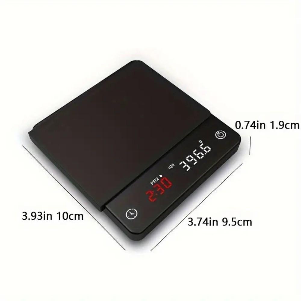 Digital Display Mini Smart Kitchen Scale Rechargeable Timer Function Espresso Scale 0.1g Accuracy 2kg Capacity Baking Scale
