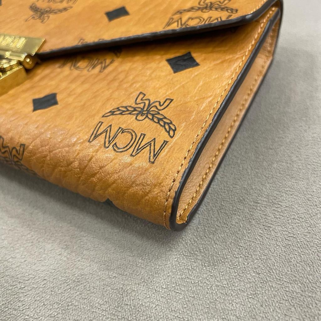 [Pre-Owned] Iconic Laurel Leaf Lock Detachable Chain Shoulder Strap Canvas And Leather Crossbody Wallet Large - Excellent #M9HJE0