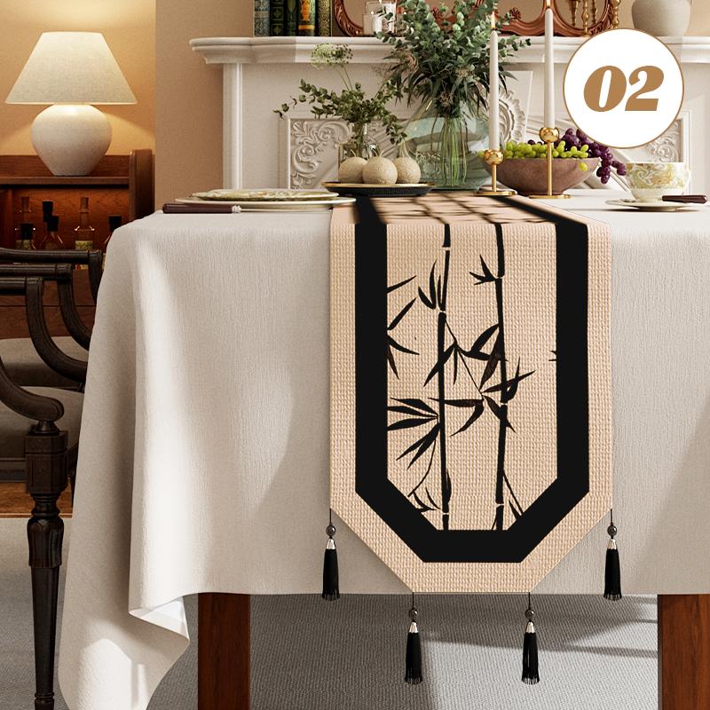 Chinese Traditional Table Runner Cotton And Linen Tea Table Mat Tassel Lace Table Cover Home Decor TV Cabinet Table Runners