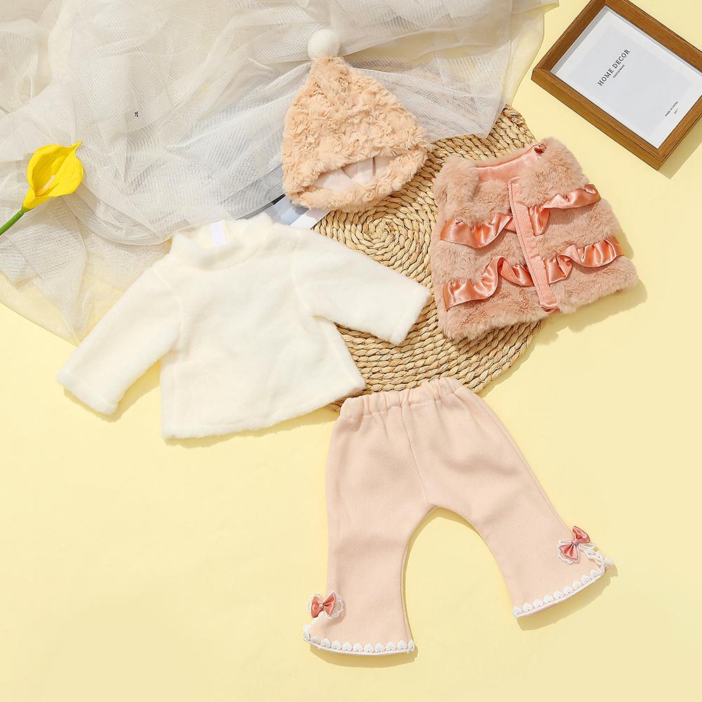 Wiedergeborene Puppenkleidung für 55cm Puppe Plüschkleid und Hosen-Set Kleidung Zubehör Für 21,65 Zoll Baby Puppe Spielzeug Kleidung Zubehör