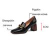 Fashion New Spring Woman Shoes Leather Shoes Women Slip-On Loafers Women Pumps Metal Chain Square Toe High Heels Shoes Zapatos De Mujer