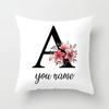 Personalized Name Flower Letter Pillow Case Alphabet Print White Square Pillow Case Dust Cover Bedroom Party Decoration