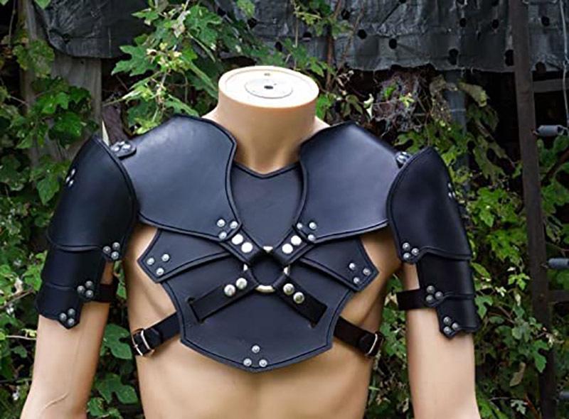 Medieval Viking Warrior Breastplate & Shoulder Guard Costume Accessory чёрный