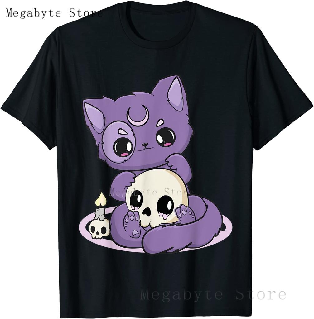 Pastel Goth T Shirt Unisex Women Kawaii Cartoon Gothic Cat Clothes Harajuku Shirt Unisex Graphic Tees FeUnisex Hip Hop Tshirt Unisex