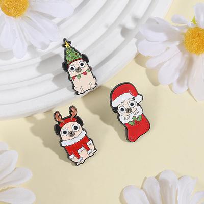 Puppy Christmas Dressup Enamel Pins Custom Christmas Tree Brooches Lapel Badges Clothes Animal Jewelry Gift for Kids Friends