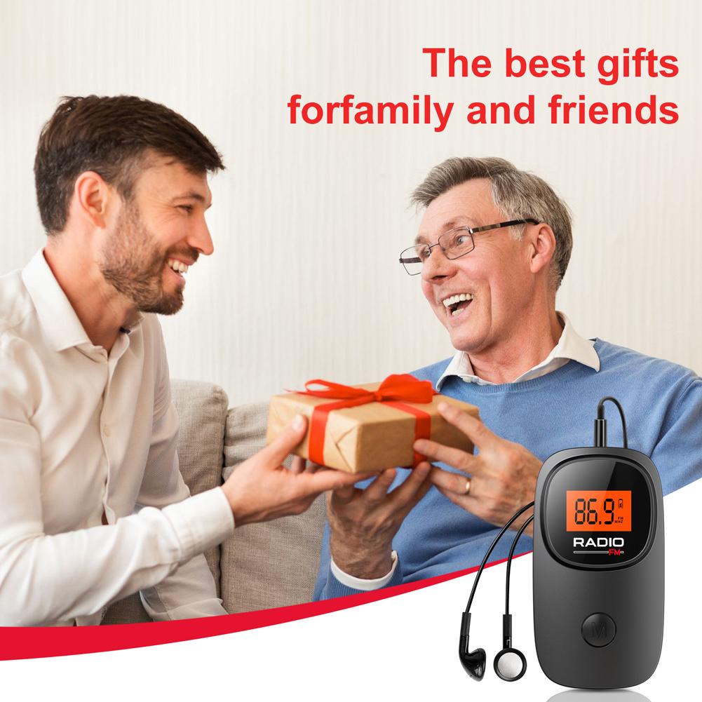 Pocket Radio 76-108MHz Digital FM Radio Tuning Mini Radio with Earphone Battery Operated Elderly Portable Music Player with Clip