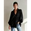 New Arrival Women’s V-neck Ruffled Long-sleeved Loose-fit Casual Shirt Top