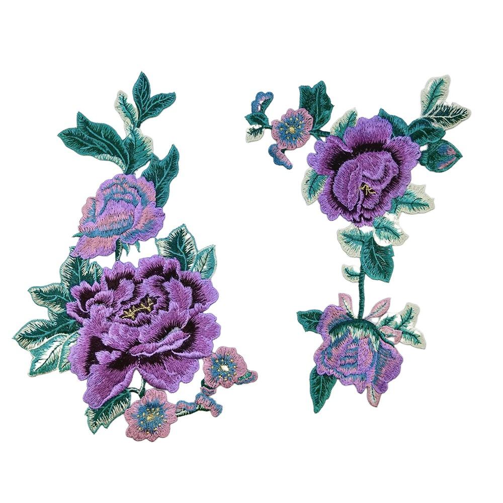 Fashion Elegant Colorful Embroidery Lace Flower Applique 3D Flower DIY Peony Flower Patch Embroidery Patches DIY Clothing
