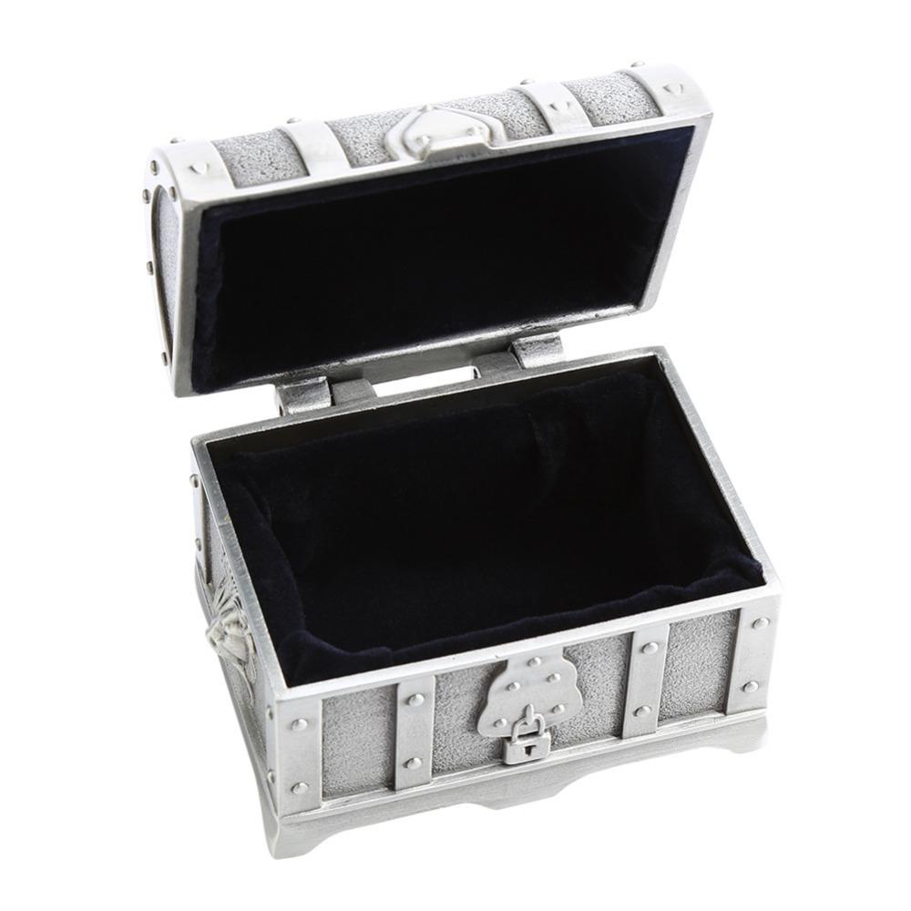Silver Jewelry Storage Case Small Ring Gift Box Keepsake Holder Case Treasure Collection