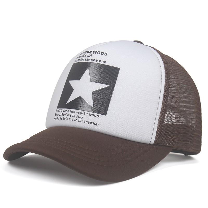 New Fashion Five Pointed Star Pattern Printed Trendy Men's and Women's Universal Hip Hop Mesh Breathable Baseball Hat Truck Caps