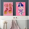 Mermaid Retro Wall Art, Nordic Nude Woman Poster, Printed Images, Living Room, Home Decoration, Oil Painting, Pink, Leopard