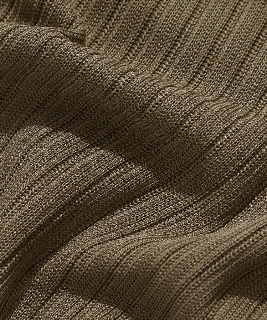 KIIMUIR [Crop] Washable Cool-Touch Henley Neck Half Knit_Khaki