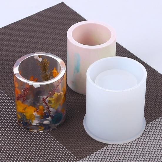 DIY Resin Pen Holder Mold Cube Cylinder Epoxy Resin Silicone Molds for DIY Flower Planter Pot Pen Holder Makeup Brush Organizer