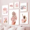 Fashion Girl Art Canvas Painting Perfume Bottle Heels Lipstick Handbag Nordic Posters And Prints Wall Pictures Room Decor