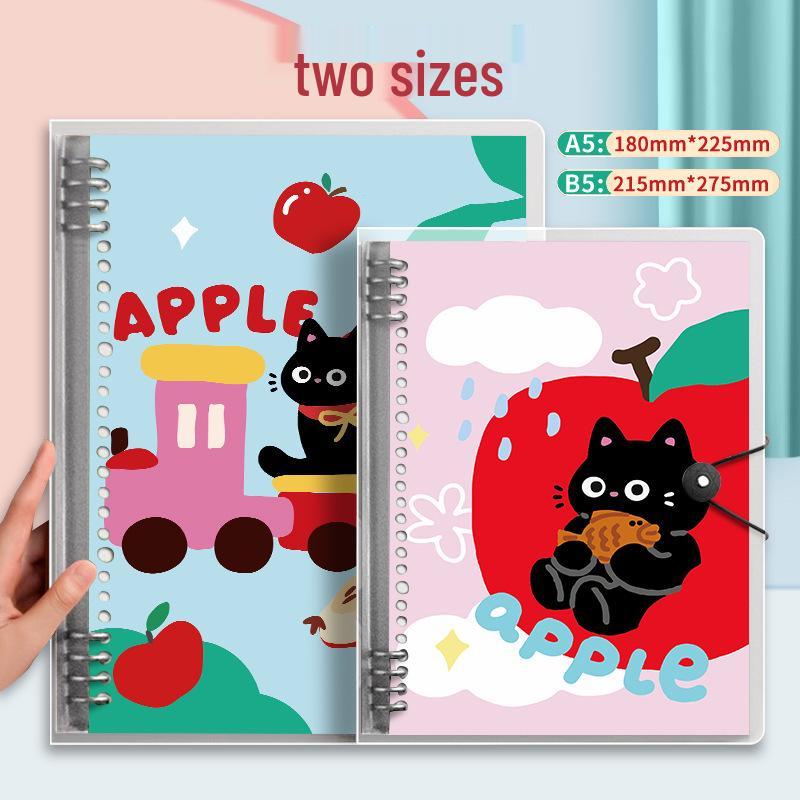 Thickened Black Cat Fun Iron Hole Notebook - B5/A5 Loose-Leaf for Junior & High School Students