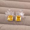 ZAKOL New Simple Elegant Square Cubic Zirconia Earrings Bling Yellow CZ Dangle Luxury Women Wedding Engagement Zircon