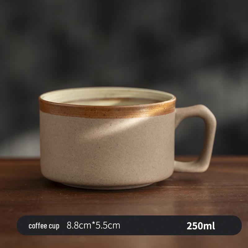 

Coarse Ceramic Coffee Cup & Saucer Set - Retro Pottery Style for Tea, Milk, and Oatmeal. Other