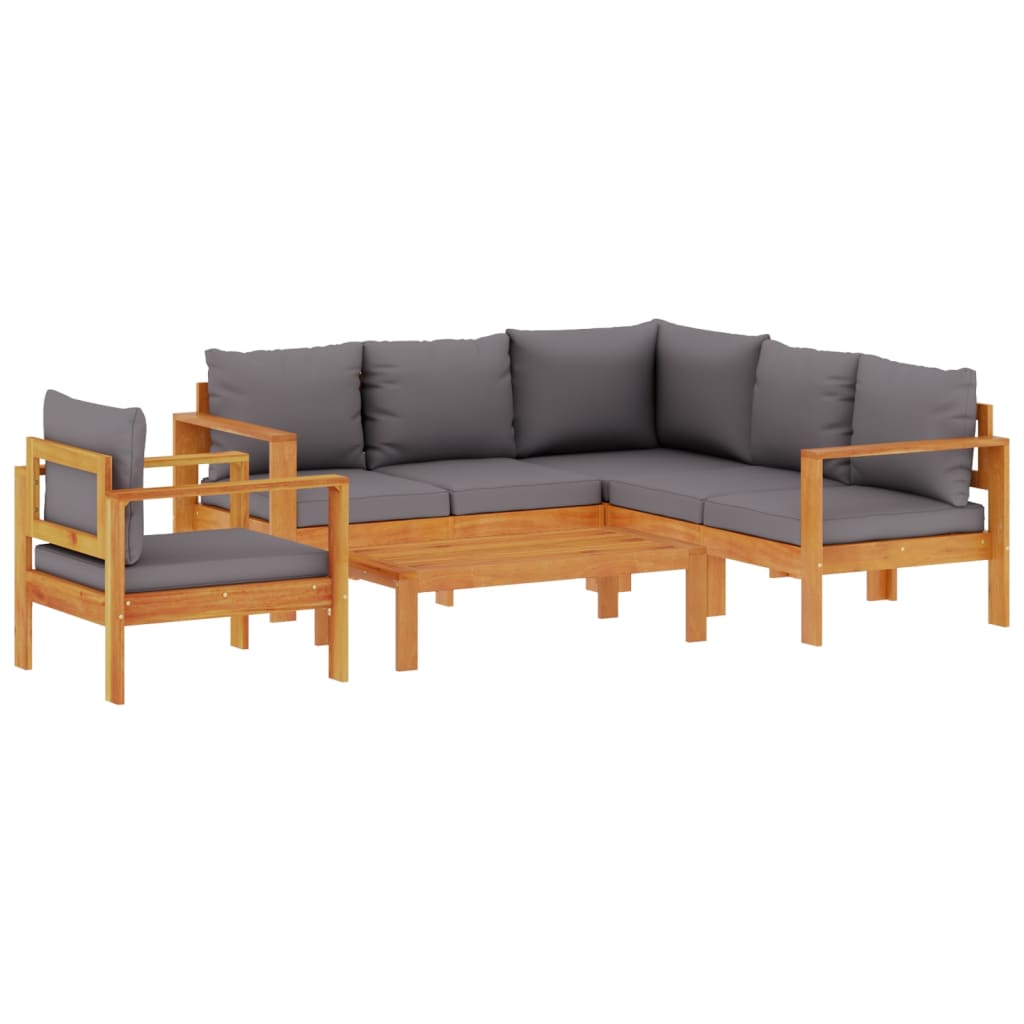 vidaXL 5-tlg. Garten-Sofagarnitur mit Kissen Massivholz Akazie