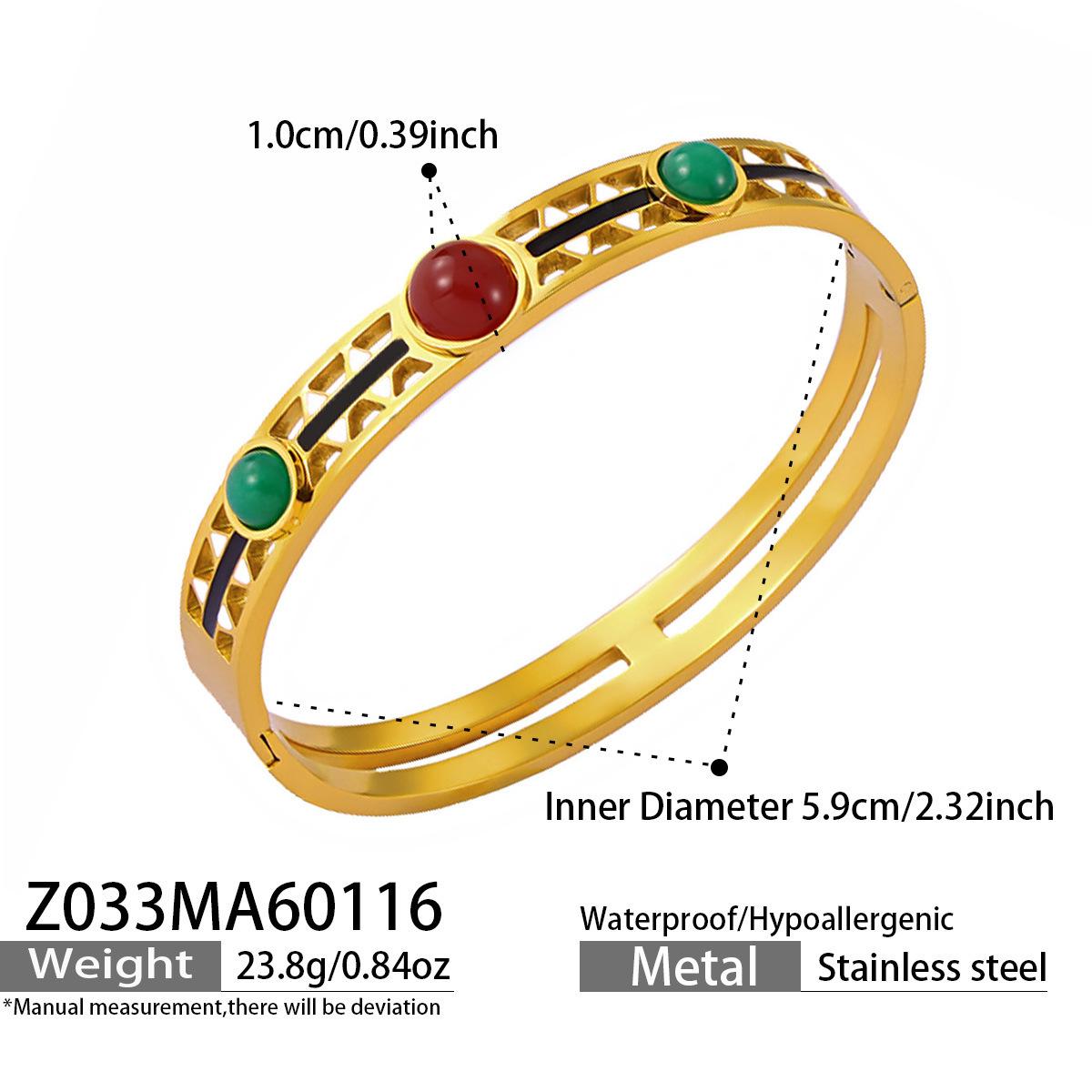 Personalized Red Agate Drip Oil Gold-Plated Stainless Steel Geometric Bracelet