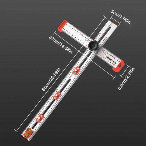 Woodworking Multi-function 2-in-1 Punching Positioning Ruler Combination Angle Ruler T-Shaped Ruler Handle Punching Positioning