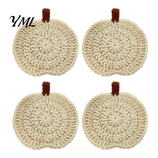 Kitchen Table Protection Handmade Crochet Pumpkin Coasters, Soft Polyester Coffee Mats, Easy to Clean Mats Autumn Themed Farmhouse Dining Accessories
