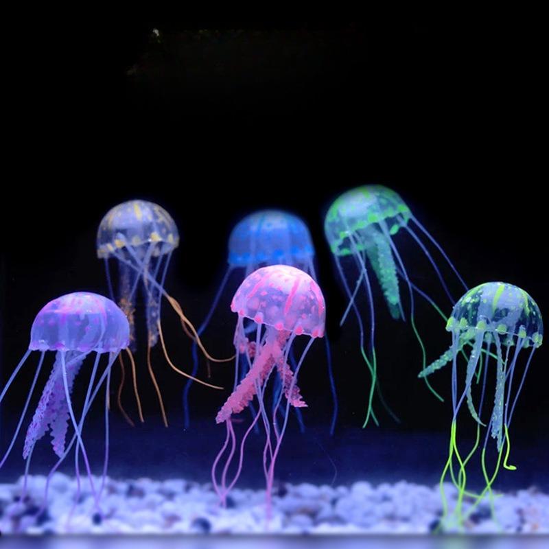 Floating Fluorescent Small Silicone Artificial Jellyfish Aquarium Tank Landscape Ornament Artificial Jellyfish Home Decor