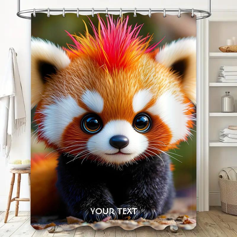 Red Panda Shower Curtain Printing Custom Photo Waterproof Bathroom Decor Home Decoration for Kids Red Panda Shaggy Design with P