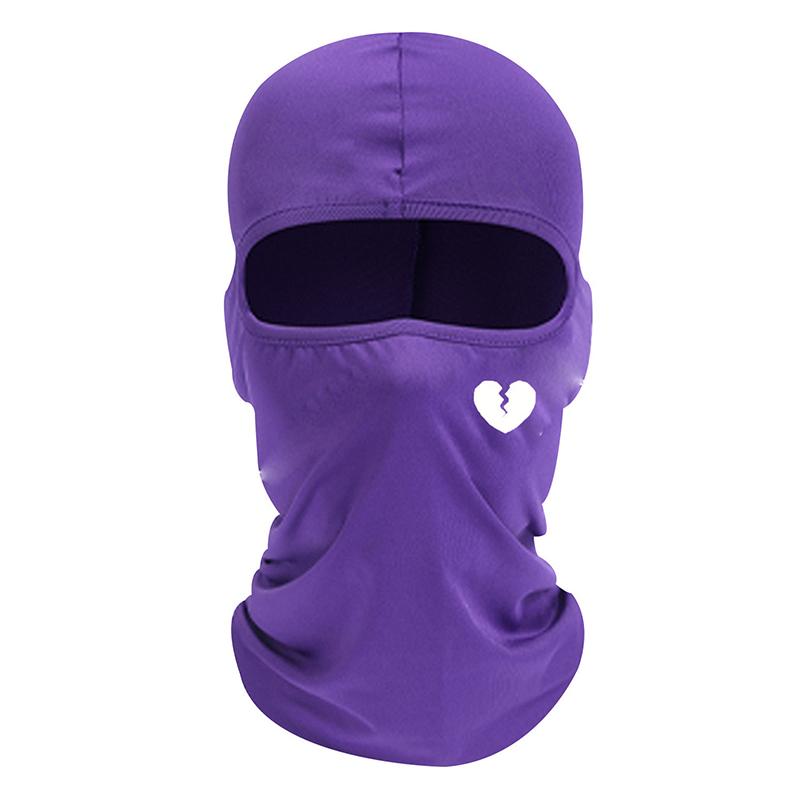 Unisex And Windproof Solid Raw Decor  Balaclava Hat With Heart Broken Pattern Autumn And Winter Warm Ski Cold Hat