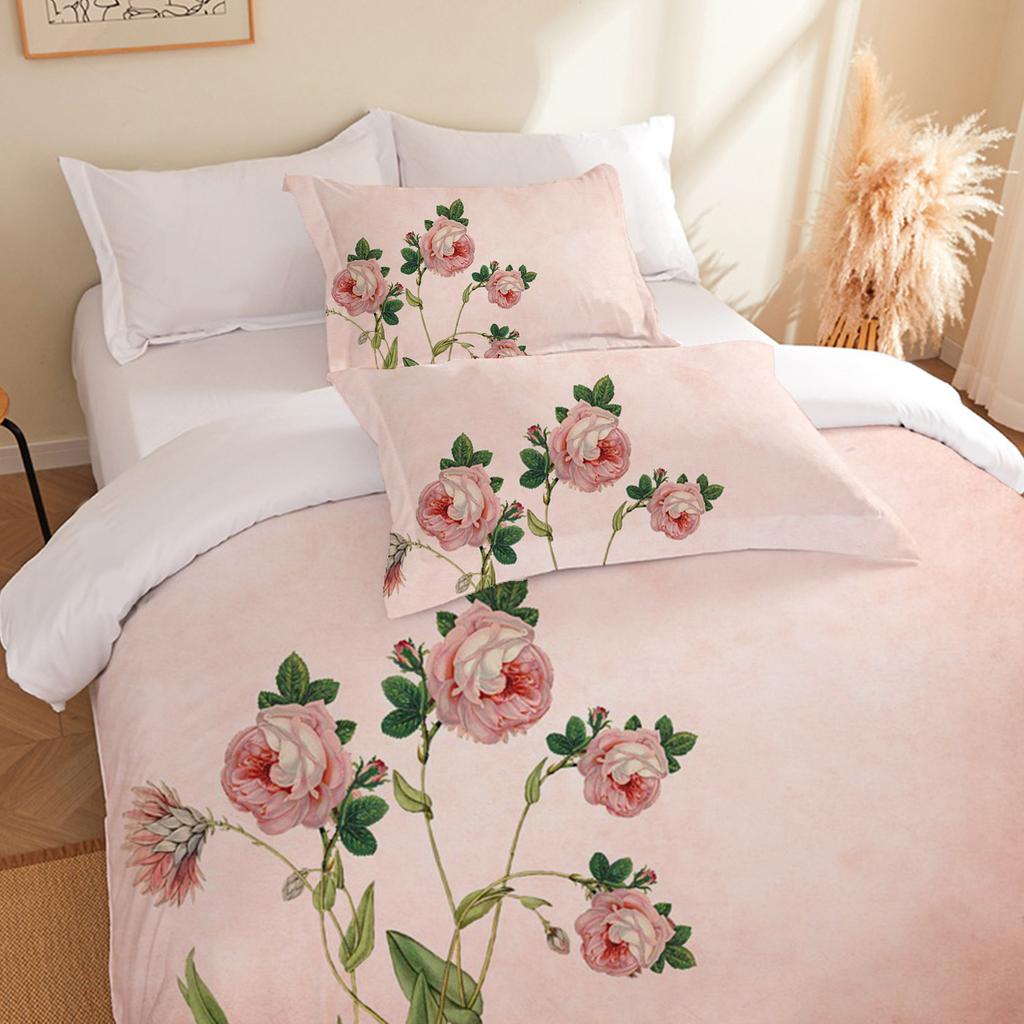 Home Textile Three-Piece Small Fresh Flower Cartoon Digital Printing Quilt Pillowcase Bedding