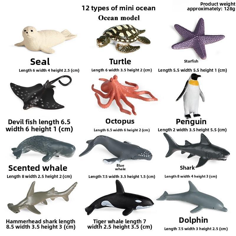 Dolphin Turtle Sea Miniature Marine Animal Set For Aquarium Decor And Kids Play