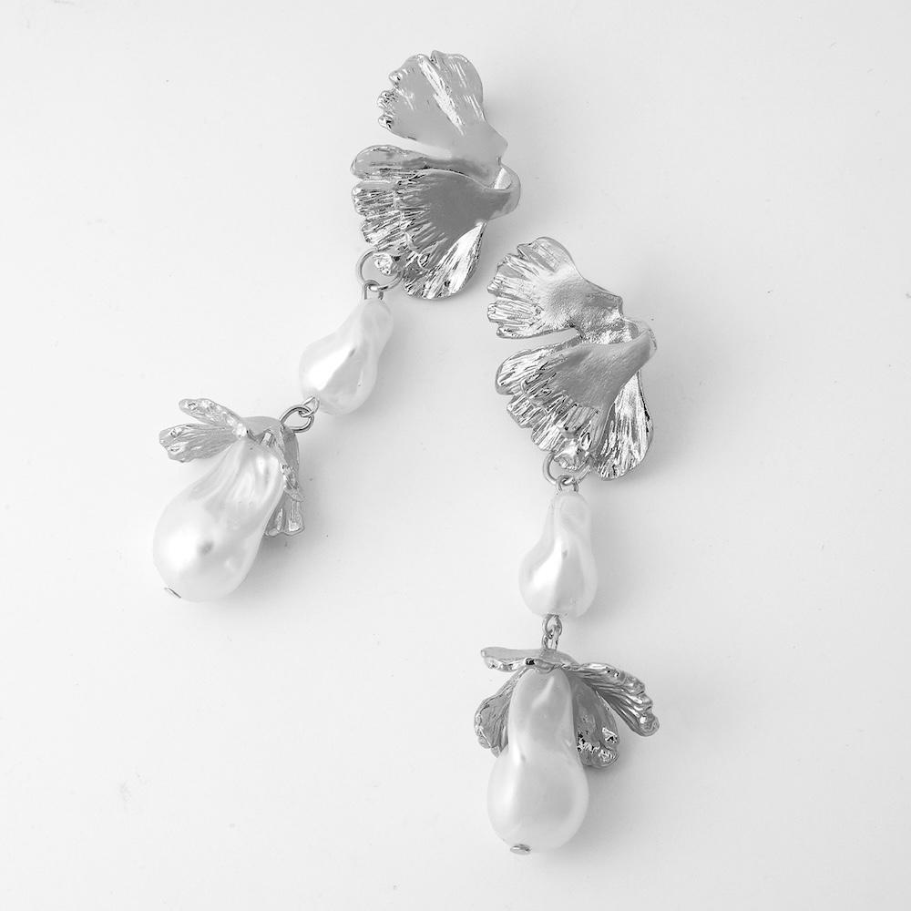 Exaggerated Irregular Alloy Leaves Drop Earrings Trendy Baroque Imitation Treasure Earring For Women Fashion Jewelry Accessories