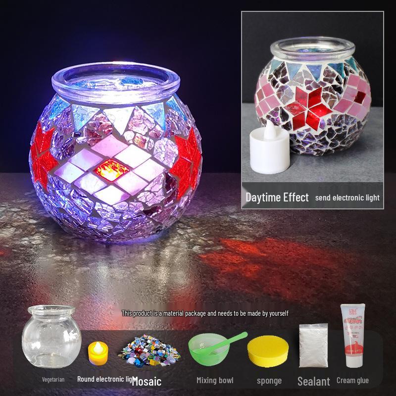 Handgemachtes DIY Glasmosaik Kerzenhalter Vase - Kreatives Eltern-Kind-Lernspielzeug, Perfekt für Geburtstagsgeschenke