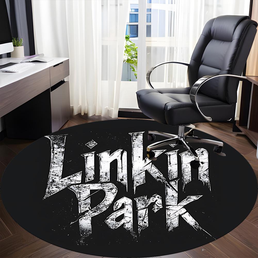 1 Stück Linkin Park Stuhlteppich für Büro, rutschfest, weich und bequem, Teppich für Büro, Gaming, leichte runde Bodenschutzmatte yy251021039