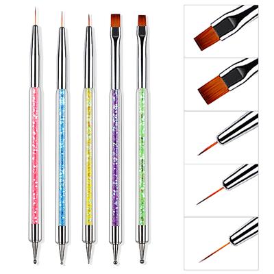 Outils pour Nail Art, Stylo à Pointe Double, Stylo à Lignes Fines, Lot de 5 Paillettes, Set de Stylos de Peinture.